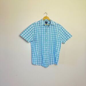 Men’s Blue/Green Croft & Barrow S/S Button Down Shirt Size XL EUC